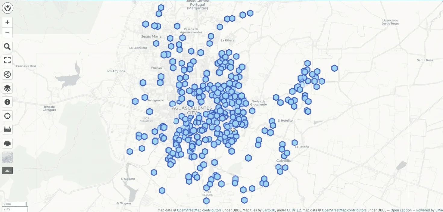 Mapa interactivo de negocios en Ubika