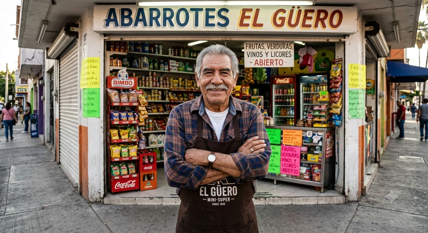 Emprendedora local sonriendo en su negocio